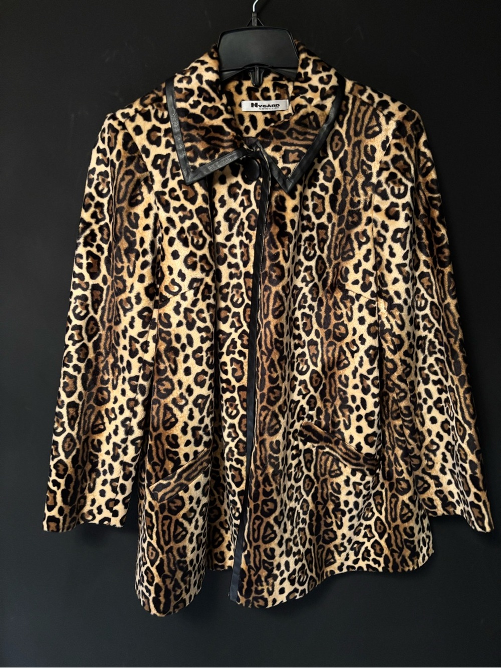 Nygard Collection Leopard Print Faux Fur Jacket - Brown/Black-PM